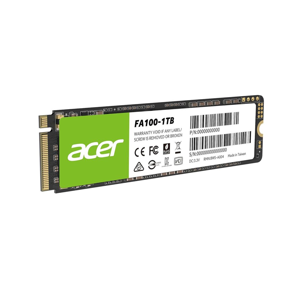 Acer FA100 1TB NVMe PCIe Gen3 x4 NVMe 3D NAND SSD M.2 Internal SSD