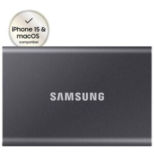 Alternative view of Samsung T7 1TB Up to 1,050MB/s USB 3.2 Gen 2 (10Gbps, Type-C) External Solid State Drive (Portable SSD) Black (MU-PC1T0K)