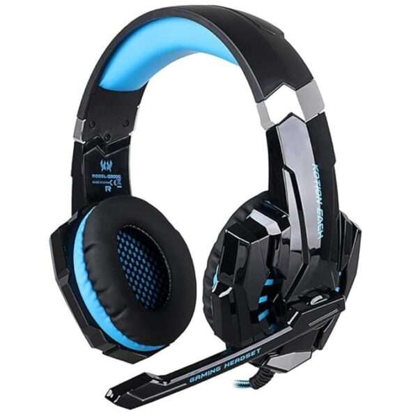 Kotion Each: Over The Ear Wired Headsets With Mic & Led - G9000 Edition For Pc/Ipad/Iphone/Tablets/Mobile Phones (Black/Blue)