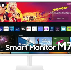 Samsung 32-inch(80cm) LED 3840 x 2160 Pixels M7 4K UHD Smart Monitor, Type-C, Smart TV apps, TV Plus, Office 365, Apple Airplay, Dex, Bluetooth, IOT, Speakers, Remote (LS32BM700UWXXL, Black)