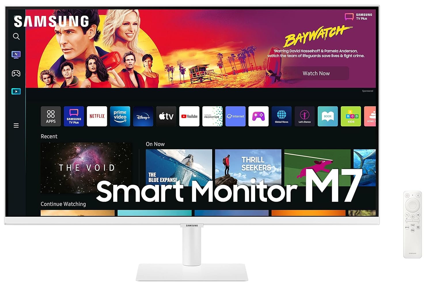 Samsung 32-inch(80cm) LED 3840 x 2160 Pixels M7 4K UHD Smart Monitor, Type-C, Smart TV apps, TV Plus, Office 365, Apple Airplay, Dex, Bluetooth, IOT, Speakers, Remote (LS32BM700UWXXL, Black)
