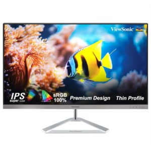 ViewSonic VX2776-SH (from USA) 68.58Cm (27 ") FHD IPS Monitor, Premium, Aesthetic Design, Frameless Bezel, Thin Profile & Unique Triangular Stand, 75Hz, Eye Care, 100% sRGB, HDMI,VGA- Sliver