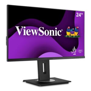 ViewSonic (from USA) - VG2455 60.96 Cm (24") FHD IPS Professional Monitor with USB Type-C 60W Charge Back,Height Adjustment,Tilt, Pivot,Swivel, 3-SideFrameless, HDMI,DP, USB-C, vDisplay