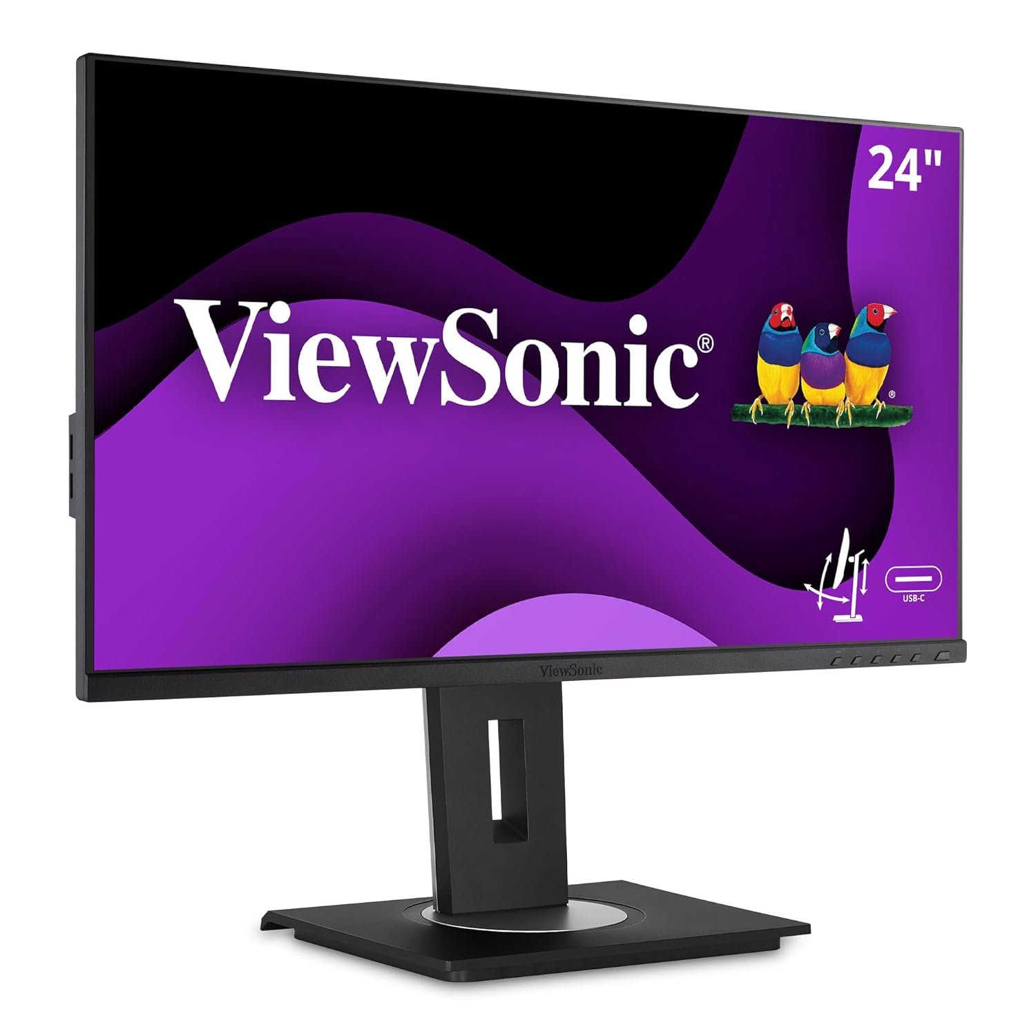 ViewSonic (from USA) - VG2455 60.96 Cm (24") FHD IPS Professional Monitor with USB Type-C 60W Charge Back,Height Adjustment,Tilt, Pivot,Swivel, 3-SideFrameless, HDMI,DP, USB-C, vDisplay