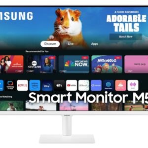 Samsung 32-Inch(80.13Cm) LED 1920 x 1080 Pixels M5 FHD Smart Monitor, Speakers, Remote, 1 Billion Color, Smart TV apps, TV Plus, Office 365, Apple Airplay, Dex, Bluetooth (LS32BM501EWXXL, White)