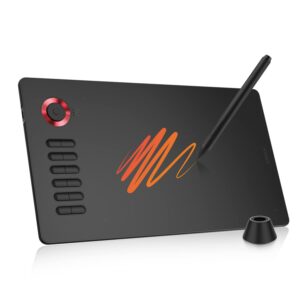 VEIKK A15PRO Graphic Drawing Pen Tablet 10 * 6 inch with 12 Hotkeys and a Quick Dial Support Windows, Mac, Linux, Tilt Pressure (8192 Level Pressure Battery -Free Stylus) (Red)