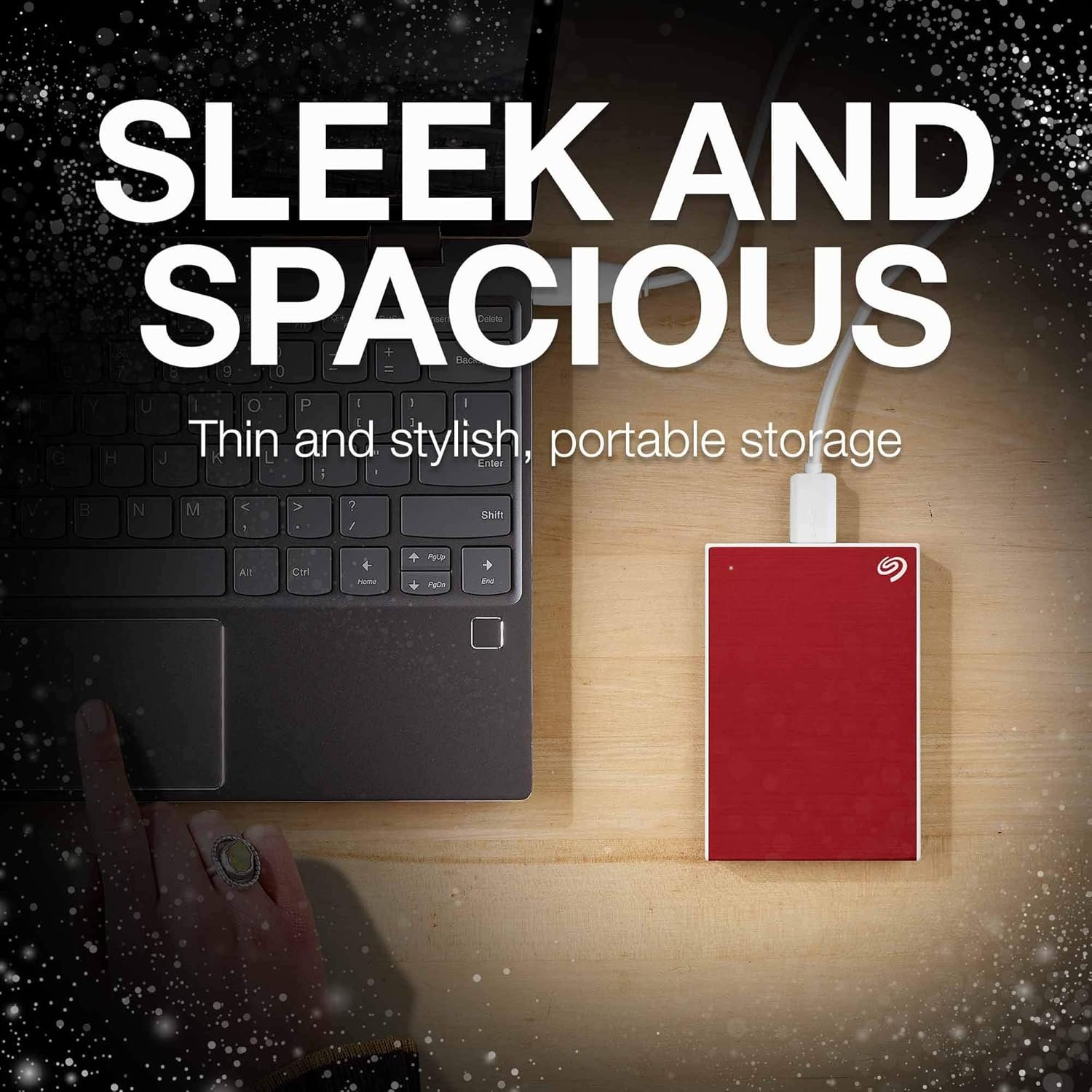 Seagate Backup Plus Slim 3 yr Data Recovery Services, Portable Hard Drive 1TB External HDD USB 3.0 for Windows and Mac, 6 Month Mylio Create and Dropbox Plan Red (STHN1000403) - Image 2