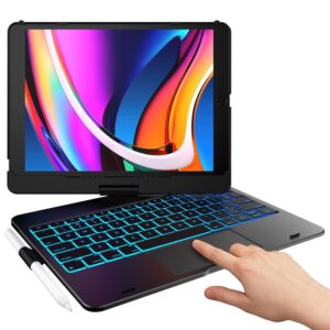 iPad Keyboard Case for 10.2-inch iPad 8th Generation (2020), 7th Gen, Air 3, Pro 10.5 in 11 Colors - 10 Color Backlight, 7 Modes, 360° Rotatable, Slim Protective Cover, Apple Pencil Holder (Black)