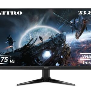 Acer QG241Y 23.8 Inch (60.45 Cm) Full HD VA Panel Gaming LCD Monitor with LED Back Light I 75Hz Refresh Rate I 1 MS VRB Response Time I 2 X HDMI 1 X VGA I AMD Free Sync Technology I Black