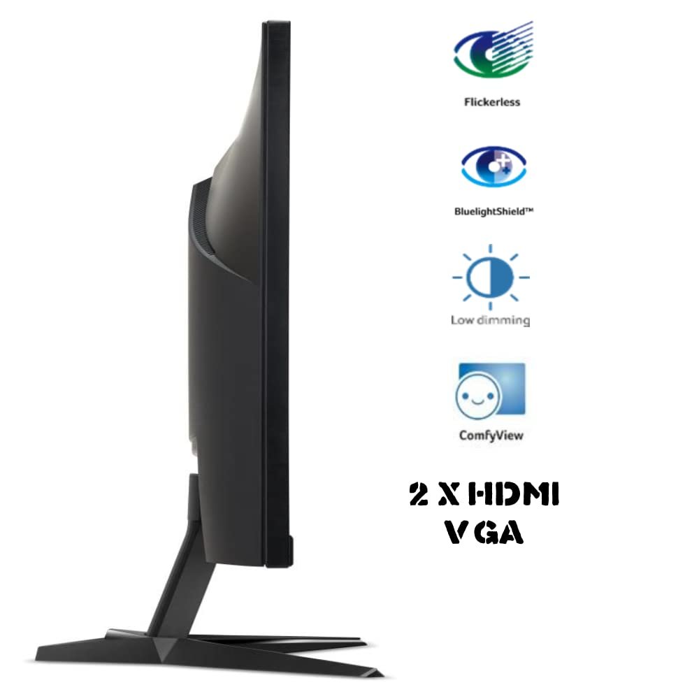 Acer QG241Y 23.8 Inch (60.45 Cm) Full HD VA Panel Gaming LCD Monitor with LED Back Light I 75Hz Refresh Rate I 1 MS VRB Response Time I 2 X HDMI 1 X VGA I AMD Free Sync Technology I Black - Image 3