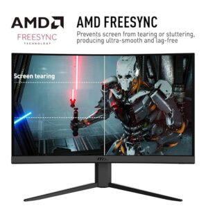 Alternative view of MSI Optix G24C4 Curved Gaming Monitor | 23.6 Inch (60 Cm) 1920 X 1080 Pixels | 1ms Response Time, 144Hz | AMD Freesync | Anti-Flicker, Low Blue Light | Frameless Design | Anti-Glare Backit Led | Black