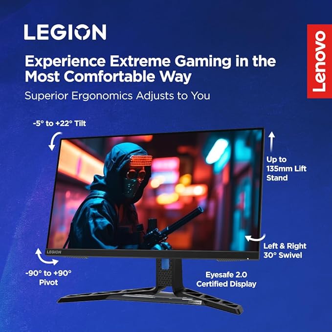 Lenovo Legion-R25f-30 | 25 Inch (63.50cm) | FHD 240Hz Gaming Monitor | 0.5ms, AMD FreeSync, 99% sRGB, 90% DCI-P3, 3Wx2 Speaker, 2xHDMI, 1xDP| Tilt, Swivel, Pivot, Height Adjust Stand | Black - Image 2