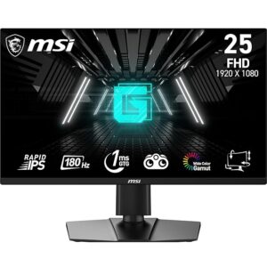 MSI G255F 24.5 Inch FHD Gaming Monitor - 1920 x 1080 Rapid IPS Panel, 180 Hz / 1ms (GtG), 99% sRGB Colour Gamut, Adaptive-Sync - DP 1.2a, HDMI 2.0b CEC