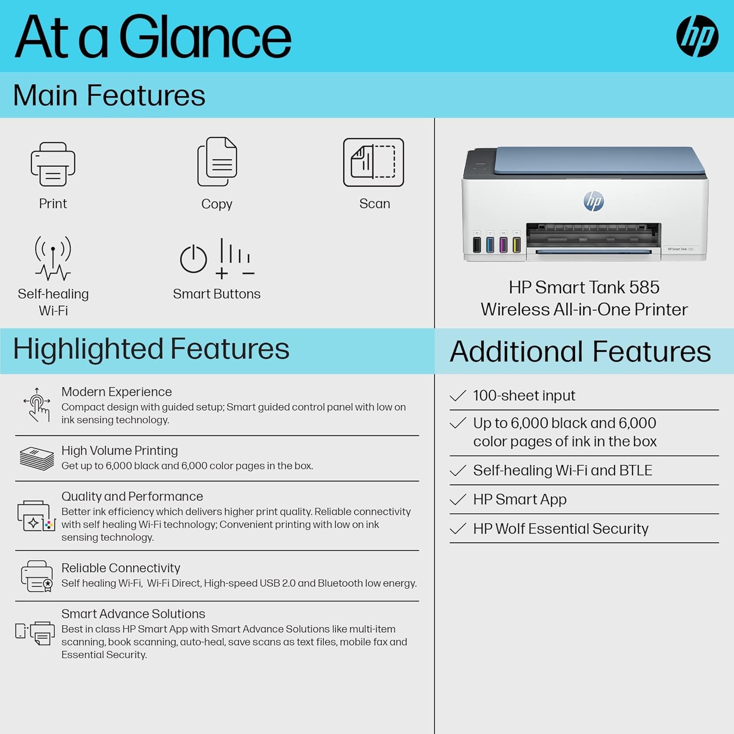 HP Smart Tank 585 All-in-One WiFi Colour Printer - Image 4