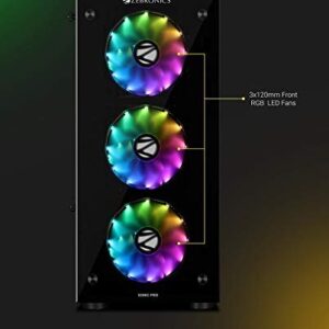 Alternative view of ZEBRONICS ZEB-SONIC PRO PREMIUM GAMING CABINET COMES WITH TEMPERED GLASS FRONT & SIDE PANEL,120MM REAR & FRONT RGB LED FAN