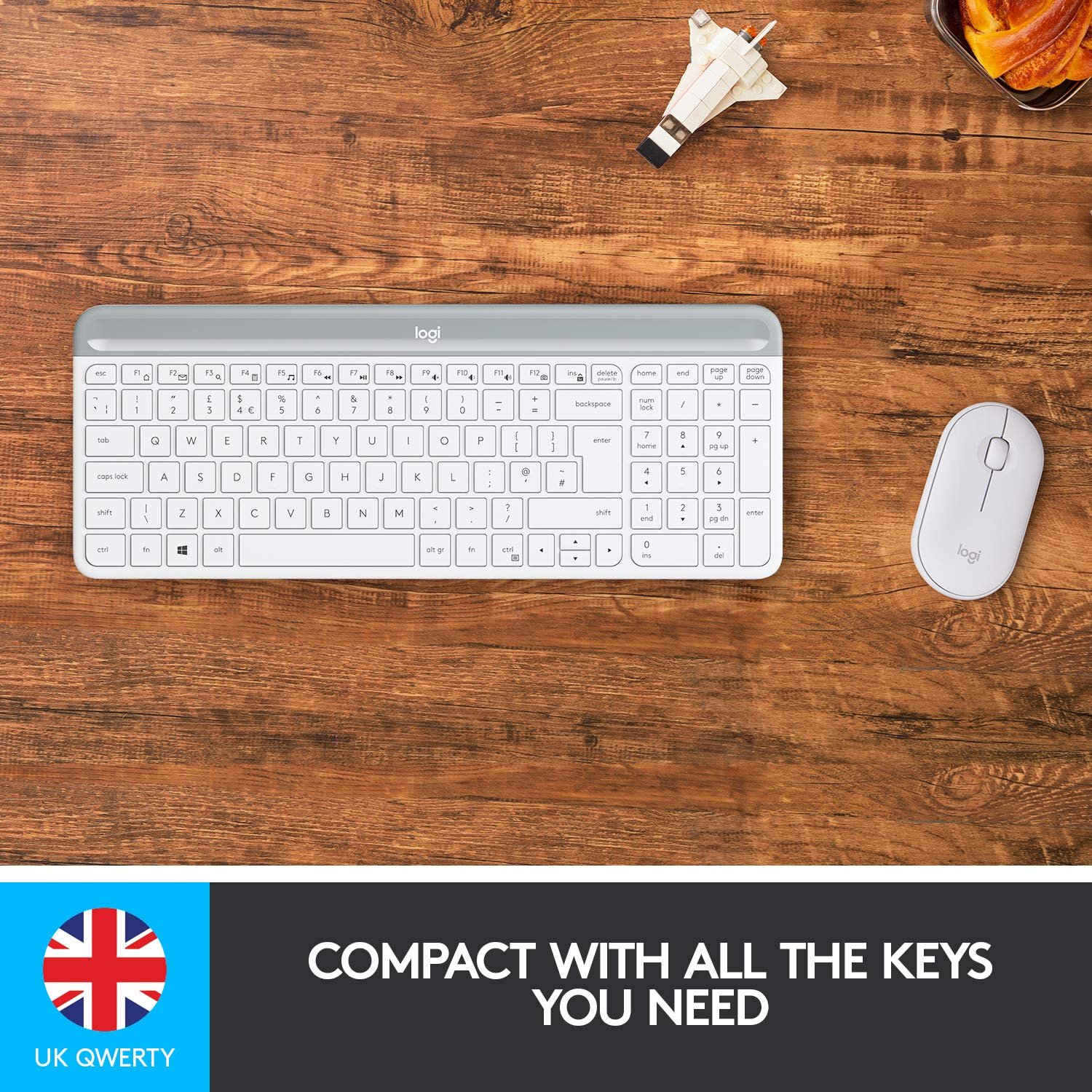Logitech MK470 Slim Wireless Keyboard and Mouse Combo - Modern Compact Layout, Ultra Quiet, 2.4 GHz USB Receiver, Plug n' Play Connectivity, Compatible with Windows - White - Image 5