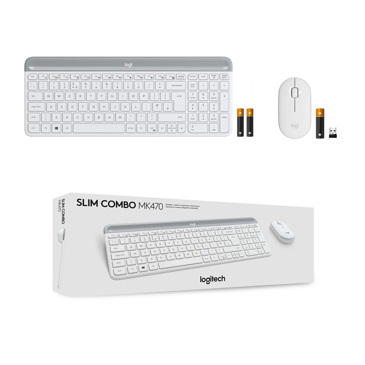 Logitech MK470 Slim Wireless Keyboard and Mouse Combo - Modern Compact Layout, Ultra Quiet, 2.4 GHz USB Receiver, Plug n' Play Connectivity, Compatible with Windows - White - Image 4