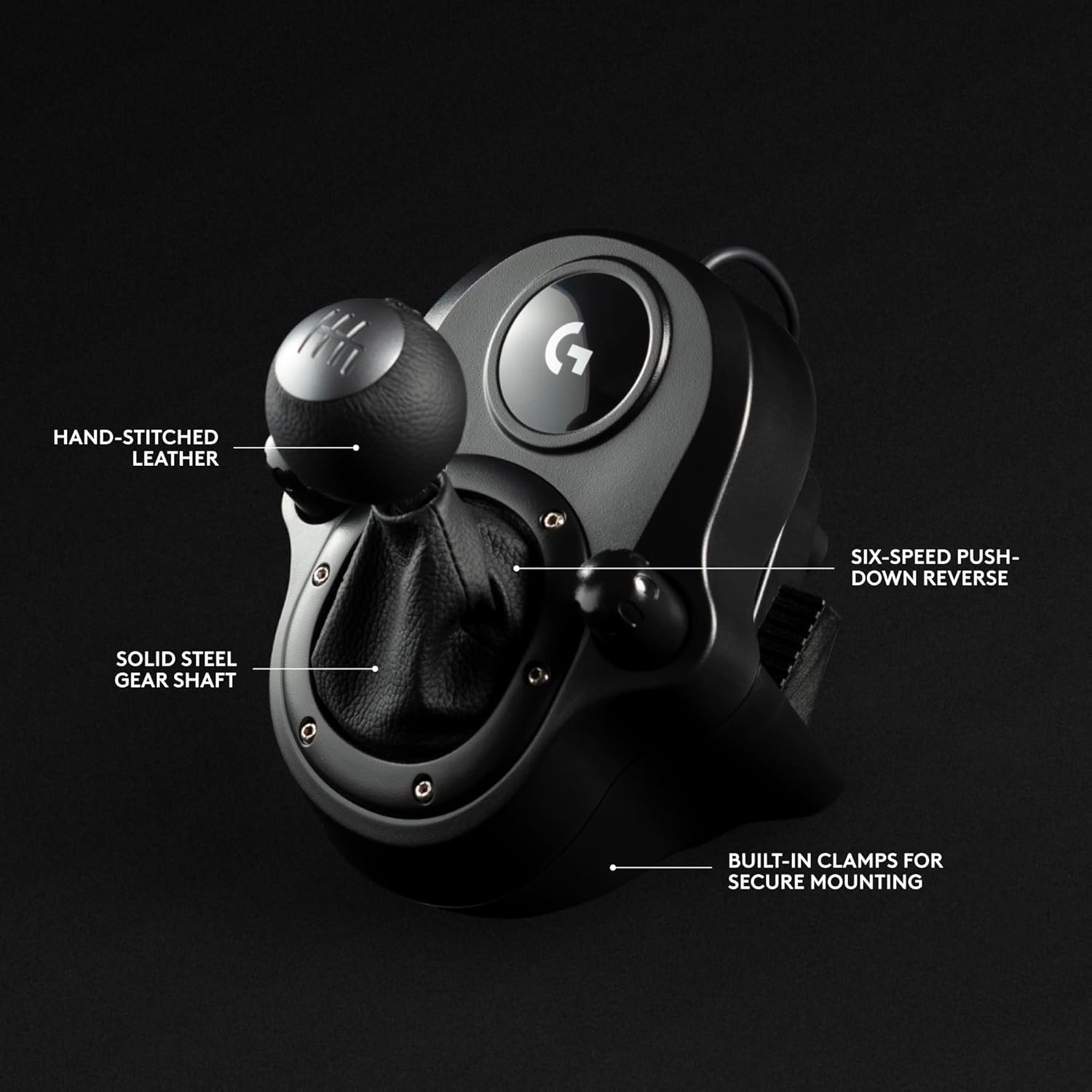 Logitech G Driving Force Racing Wheels Shifter for G29, G920 & G923, 6 Speed, Push Down Reverse Gear, Steel and Leather Construction for PC - Black - Image 4