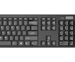 Lenovo 100 Wireless Keyboard and Mouse Set, Ambidextrous 1000 DPI Mouse Optical Sensor, upto 3M clicks, Ultra slim water resistant keyboard, 2.4 GHz Wireless Nano USB, upto 1yr battery life GX30L66303